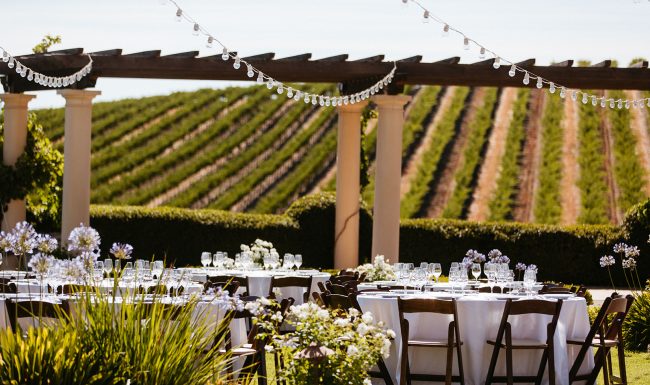 Outdoor reception at Villa San Juliette